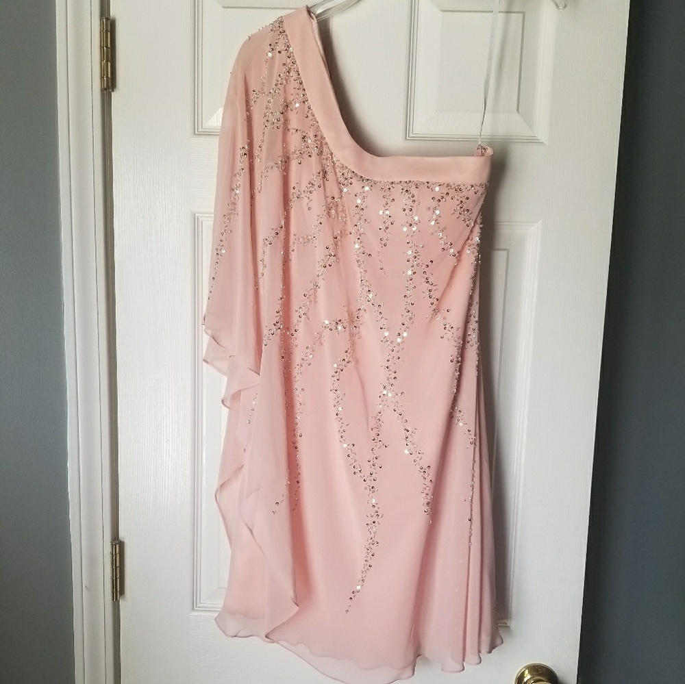 One shoulder Flowy beaded dress
